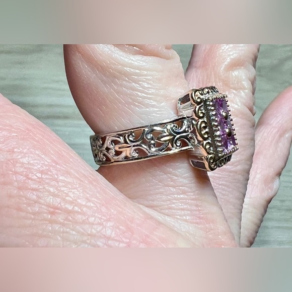 Gems En Vogue Sterling Silver 1.05ctw Pink Sapphire Cluster Ring, Size 8, 6g - Picture 9 of 10